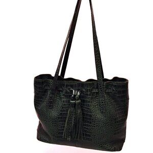 Patricia Nash 10th Anniversary Edition Witney Tote Bag Dark Green Croc P721316